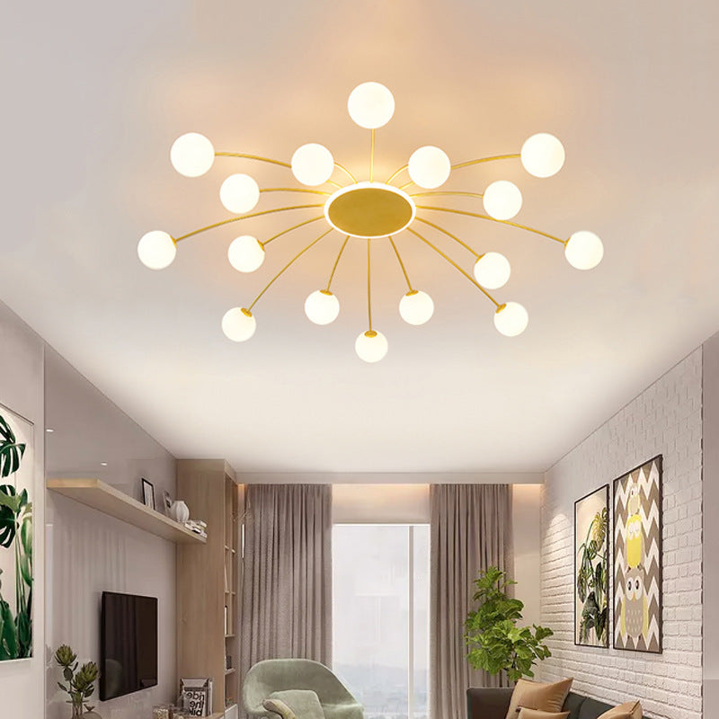 Moderne Luxus Runde Kugel Eisen Glas 10/12/16 Licht Semi-Flush Mount Deckenleuchte für Wohnzimmer 