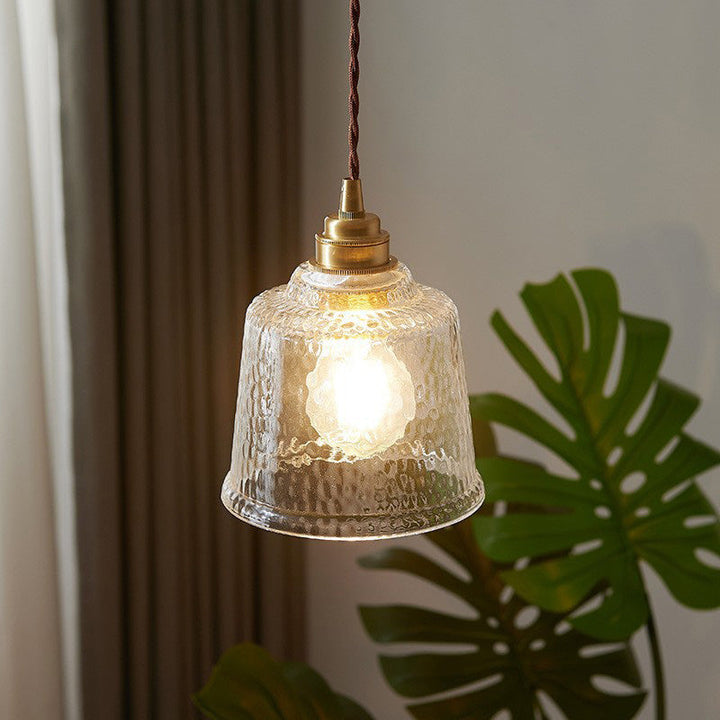 Contemporain Verre Cylindre Scandinave Cuivre Suspension 1 Lumière Pour Salle à Manger 