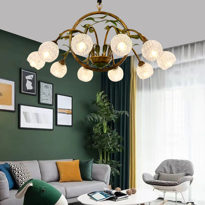 Traditional French Round Iron Glass 6/8/10 Light Chandelier For Bedroom