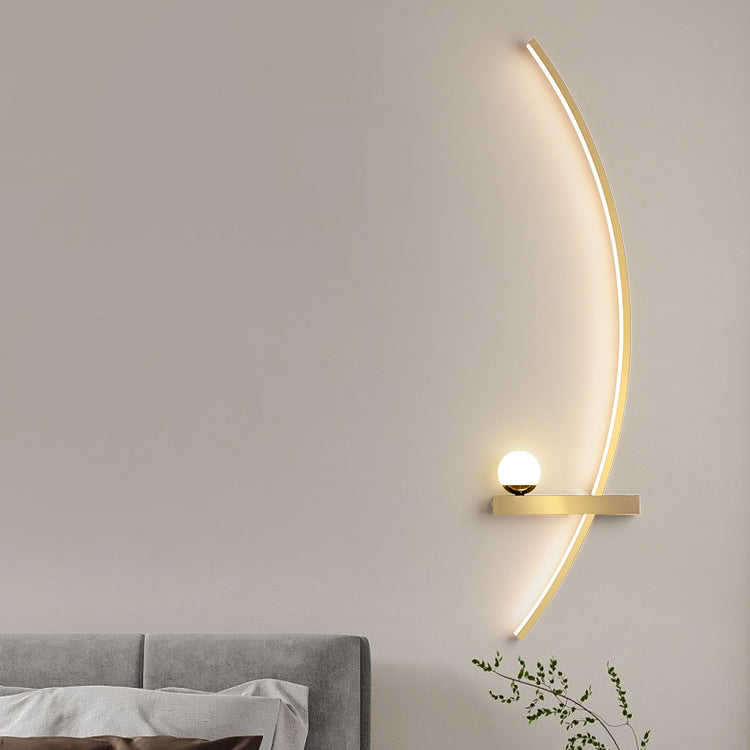 Lámpara de Aplique de Pared LED de Hierro Silicona Esférica Rectangular Larga Curvada Minimalista Moderna Para Dormitorio 