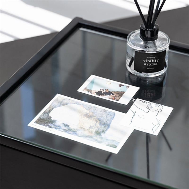 Table de nuit contemporaine scandinave rectangulaire en bois massif inox et verre 1 tiroir pour chambre 