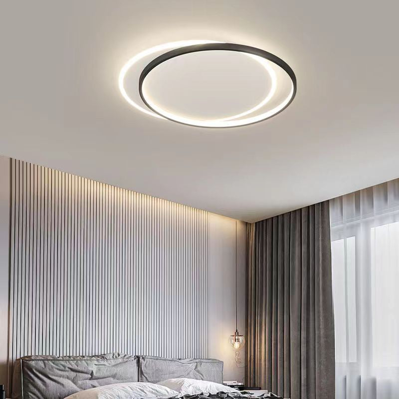 Moderne minimalistische zwei runde Aluminium Eisen Acryl Silikon LED Unterputz Deckenleuchte für Schlafzimmer 
