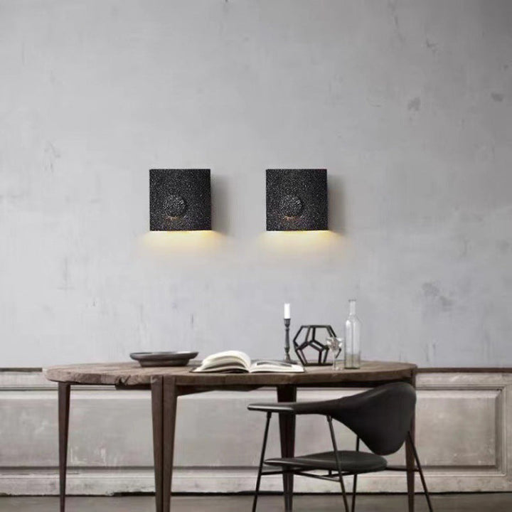 Zeitgenössische skandinavische Eclipse Square Zement 1-Licht Wandleuchte Lampe für Schlafzimmer 