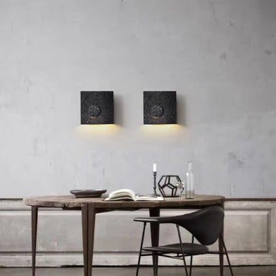 Contemporary Scandinavian Eclipse Square Cement 1-Light Wall Sconce Lamp For Bedroom