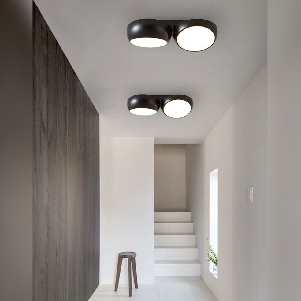 Moderne minimalistische Kombination Runde Eisen Kunststoff LED Unterputz Deckenleuchte für Wohnzimmer 
