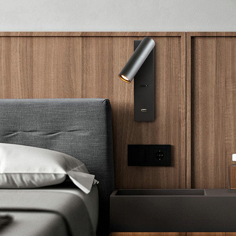 Moderne Mid-Century Halbzylinder Eisen Aluminium USB LED Wandleuchte Lampe für Schlafzimmer 