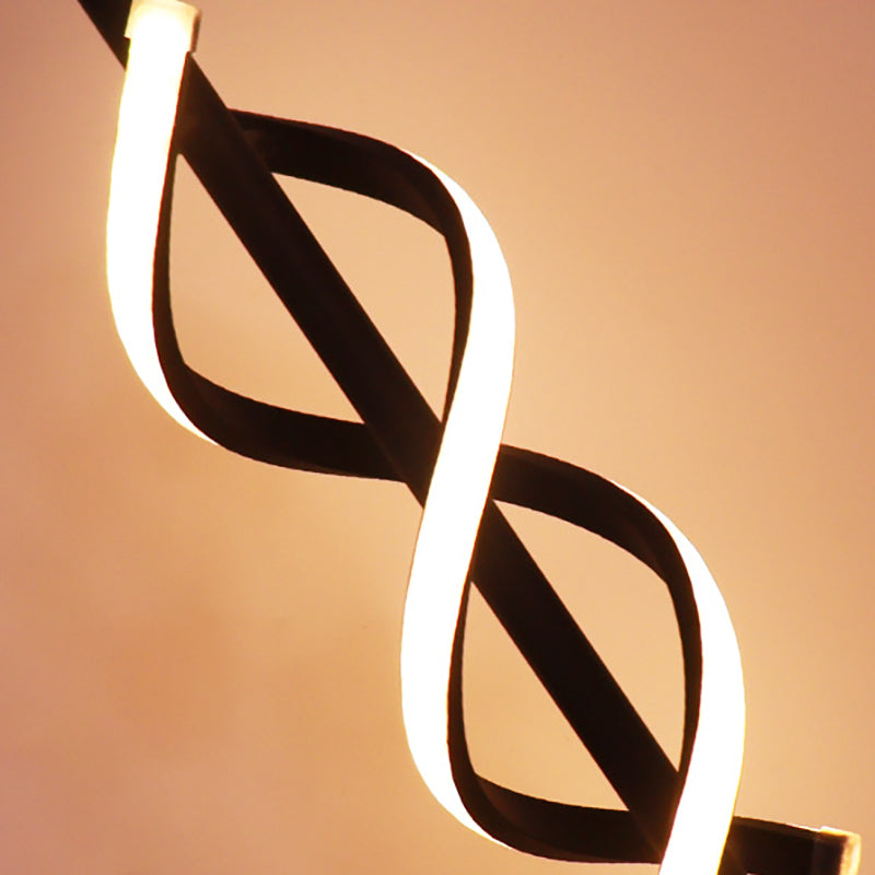 Zeitgenössische nordische Doppelspirale, die Eisenstreifen LED-Tischlampe für Schlafzimmer umwickelt