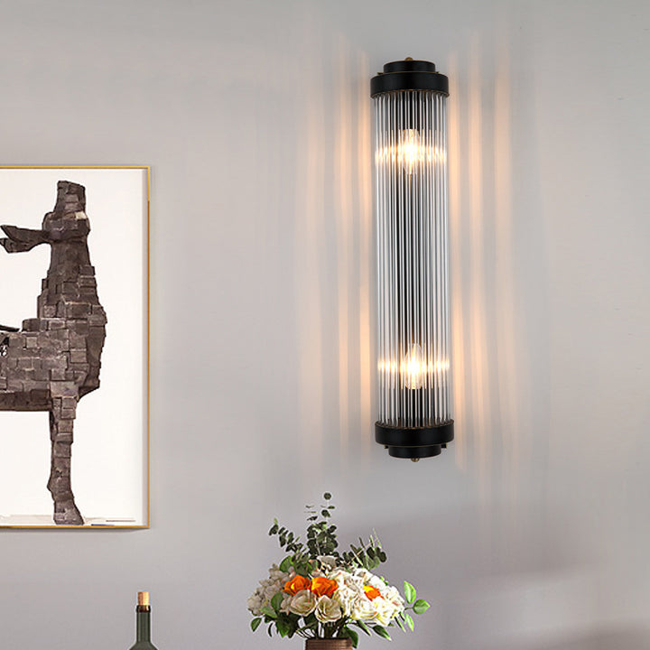 Zeitgenössische nordische Metall Edelstahl Kristall Säule Turm 2-Licht Wandleuchte Lampe für Flur 