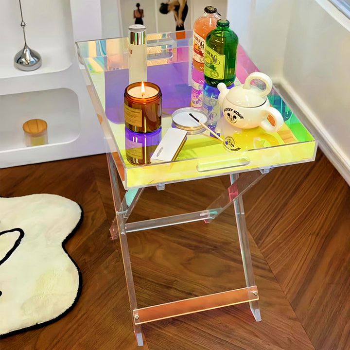 Modern Minimalist Foldable Rainbow Rectangle Acrylic Side Table For Living Room