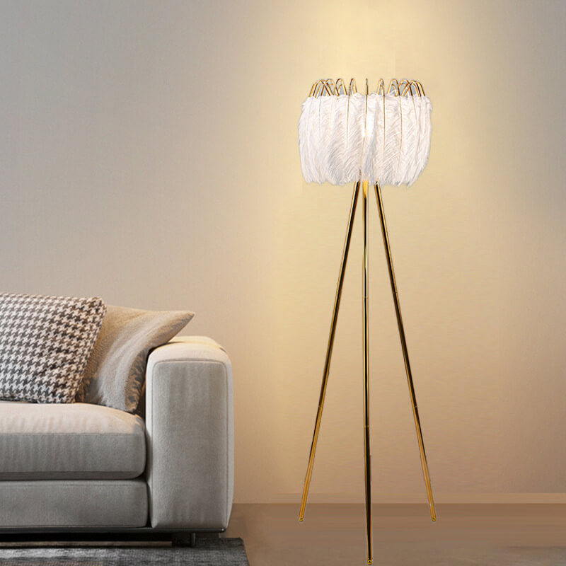 Couronne de plumes de luxe nordique 1-lumière trépied lampadaire 
