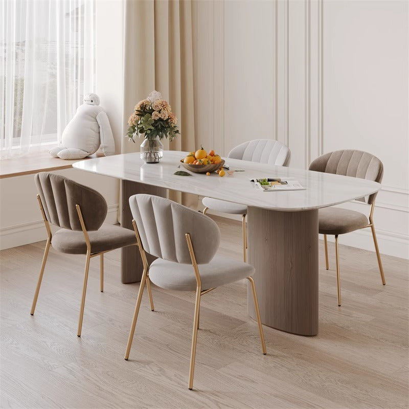 Chaise de salle à manger contemporaine nordique ronde en lin de coton rembourré dossier pour salle à manger 