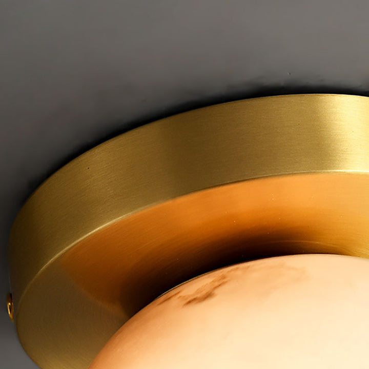 Luz de techo semi-empotrada de 1 luz tradicional china de cobre mármol cúbico bola redonda cuadrada para pasillo 