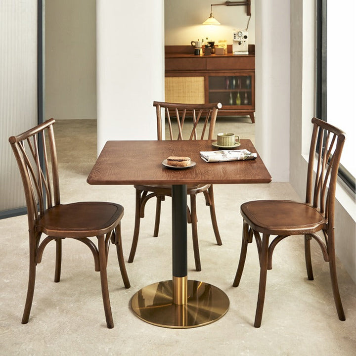 Traditional Vintage Round Rectangular Crossover Toona Wood Faux Rattan Weaving Dining Chair Backrest For Dining Room