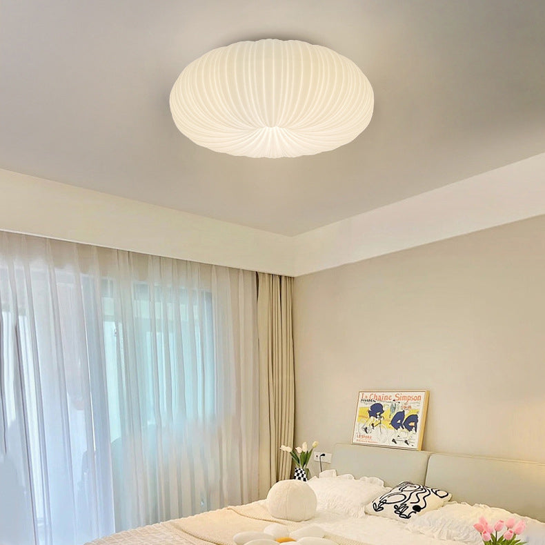 Lustre moderne minimaliste PE avec abat-jour en forme de citrouille, matériel LED, montage encastré pour salon 