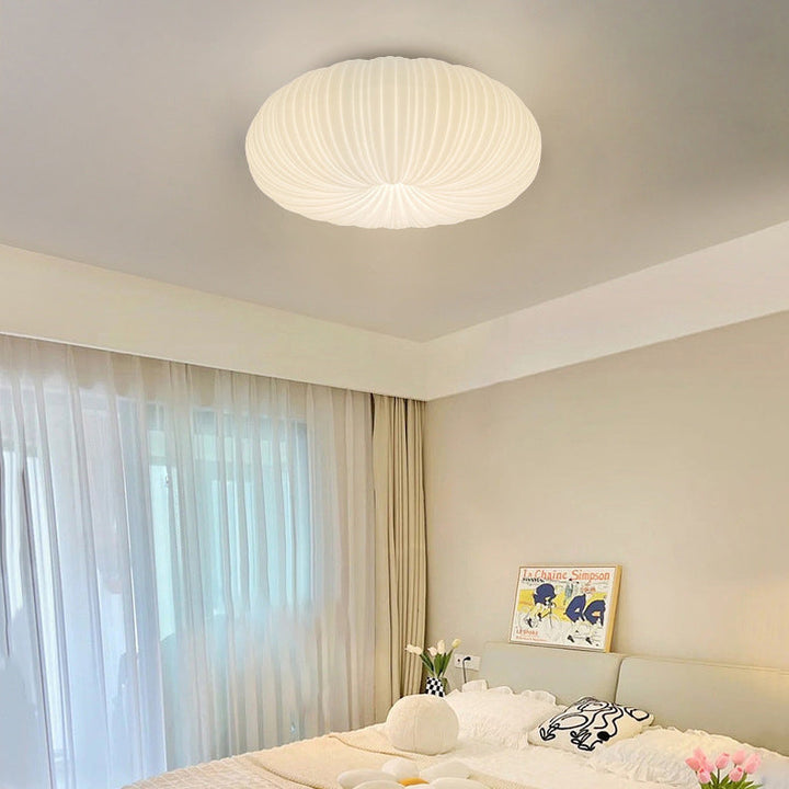 Lustre moderne minimaliste PE avec abat-jour en forme de citrouille, matériel LED, montage encastré pour salon 