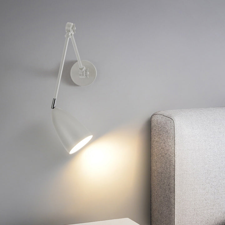 Contemporary Industrial Retractable Swivel Rocker Arm Iron 1-Light Wall Sconce Lamp For Bedroom