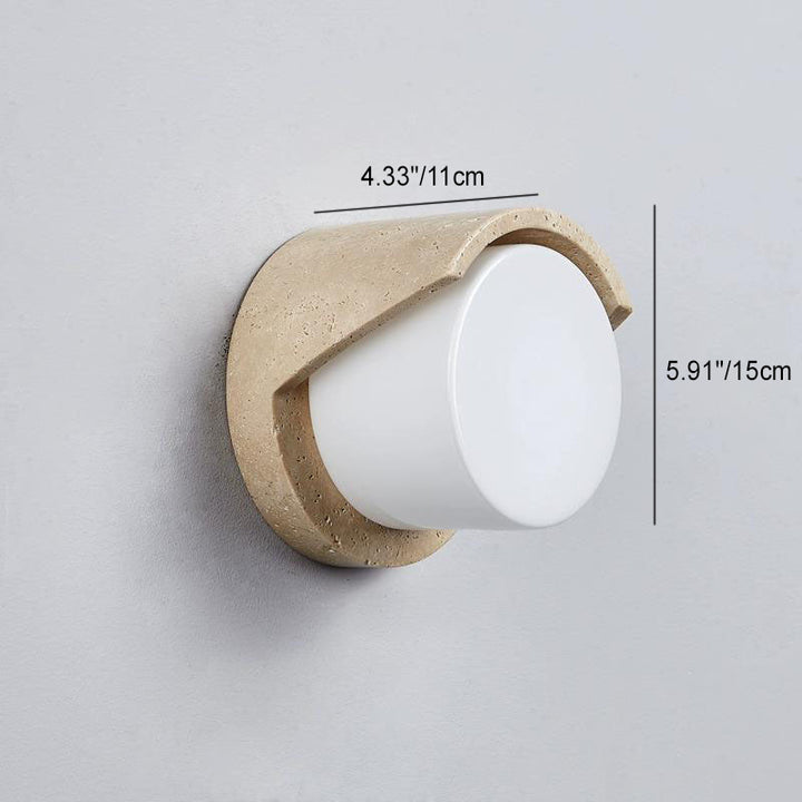 Applique murale cylindrique traditionnelle japonaise en travertin beige à 1 lumière pour chambre 