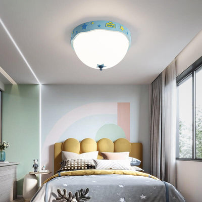 Contemporary Creative Acrylic Cartoon Semicircle LED Flush Mount Ceiling Light For Bedroom