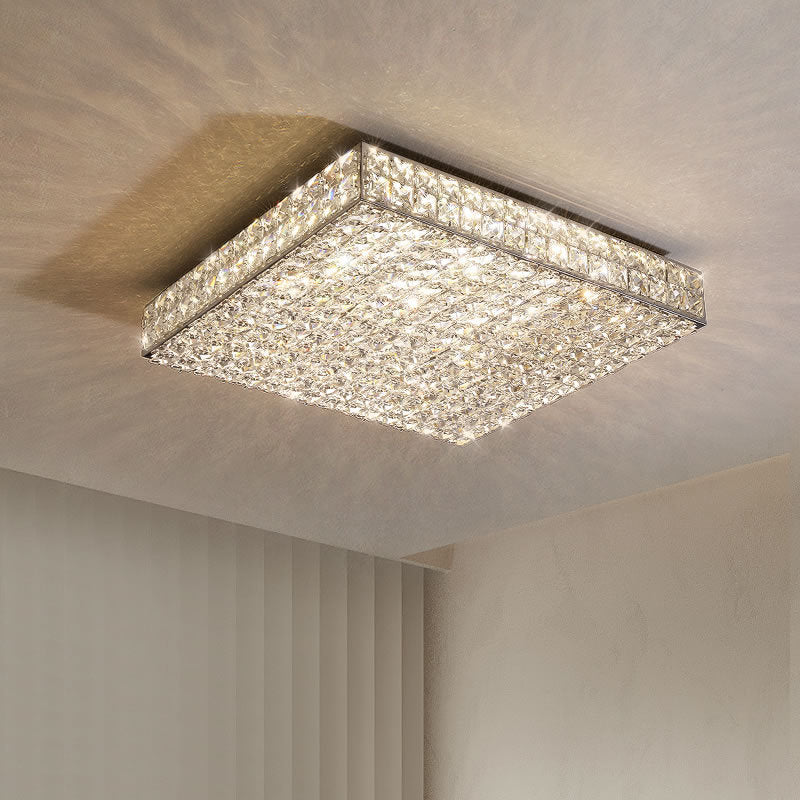 Moderne Luxus Edelstahl Kristall Quadrat Rechteckigen Würfel LED Unterputz Deckenleuchte Für Wohnzimmer 