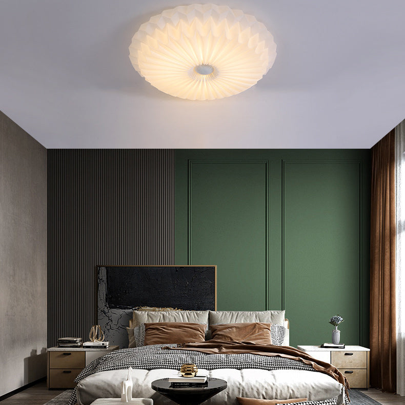 Moderne Einfachheit Metall Acryl Runde Plissee LED Unterputz Deckenleuchte für Schlafzimmer 