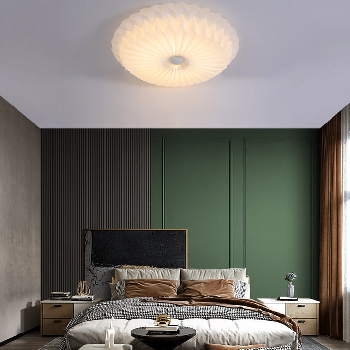 Moderne Einfachheit Metall Acryl Runde Plissee LED Unterputz Deckenleuchte für Schlafzimmer 