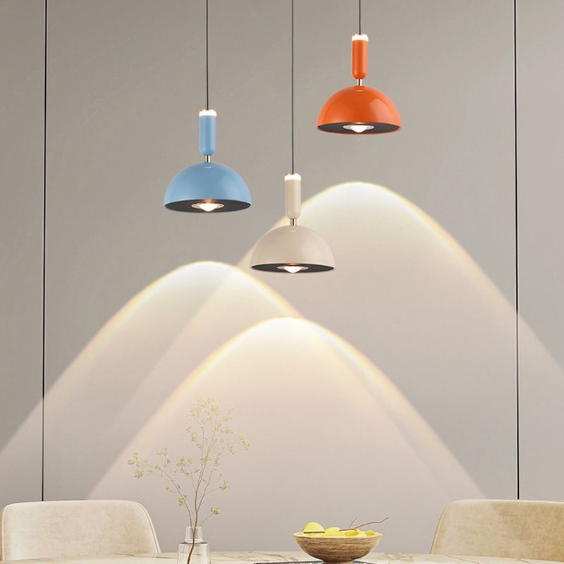 Lámpara colgante LED de cúpula redonda minimalista moderna de aluminio y acrílico para dormitorio 