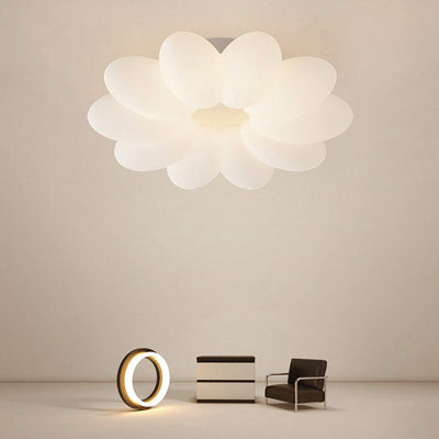 Zeitgenössische kreative florale Eisen PVC LED Semi-Flush Mount Deckenleuchte für Wohnzimmer 