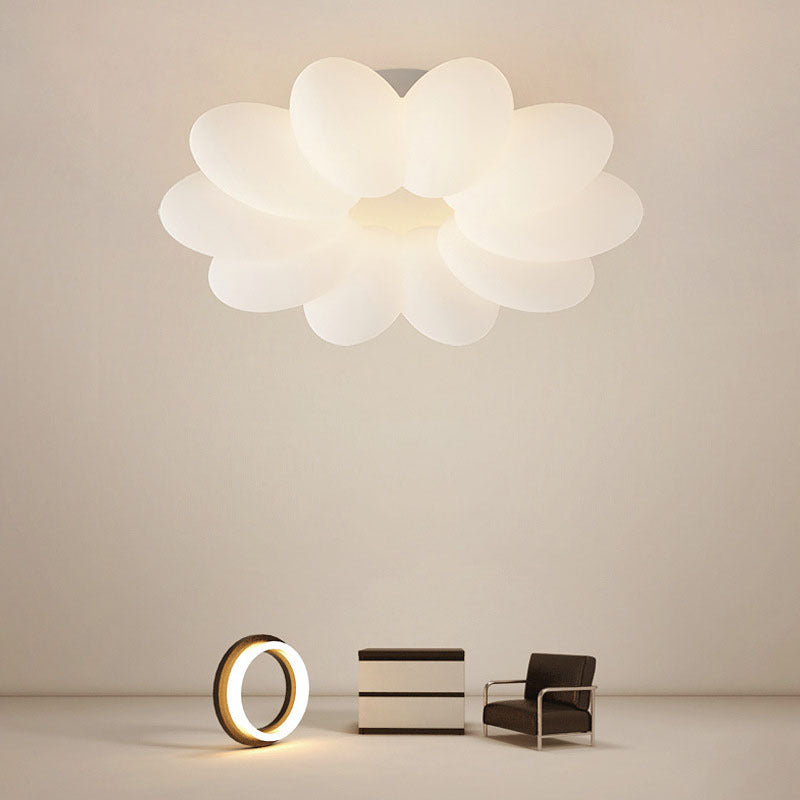 Zeitgenössische kreative florale Eisen PVC LED Semi-Flush Mount Deckenleuchte für Wohnzimmer 