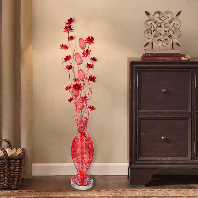 European Style Vase Flower Design Aluminum LED Standing Floor Lamp