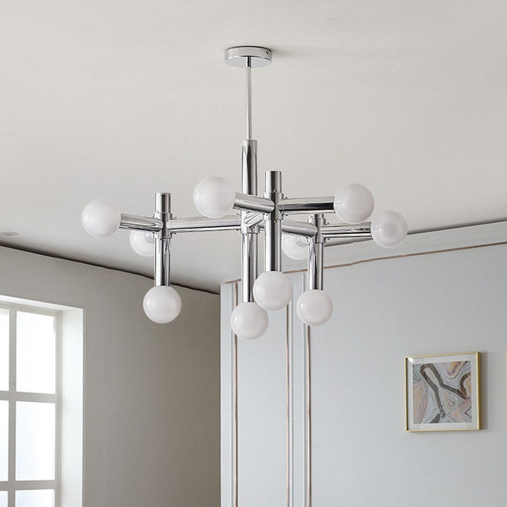 Rama contemporánea escandinava de hierro de aluminio de vidrio de 10 luces para sala de estar 