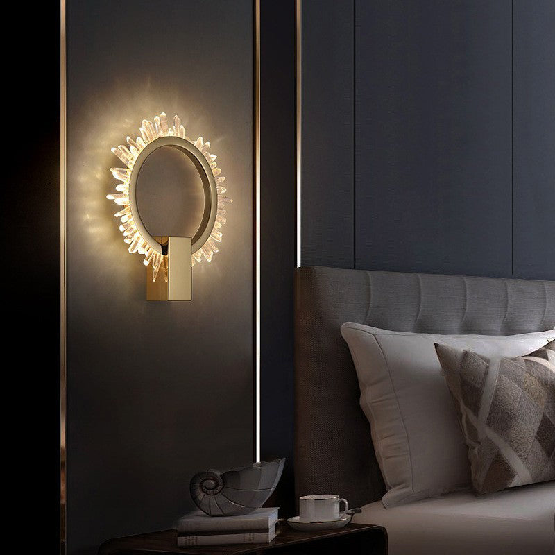 Zeitgenössische Luxus Edelstahl Kristall Sonnenblumen Design LED Wandleuchte Lampe Für Wohnzimmer 