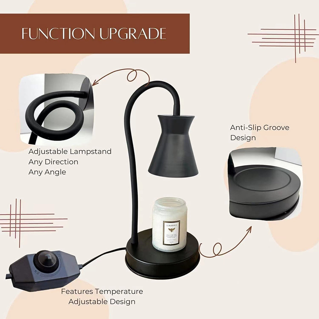 Moderna lámpara de mesa de metal minimalista con soporte ajustable de reloj de arena de 2 luces para derretir cera junto a la cama 