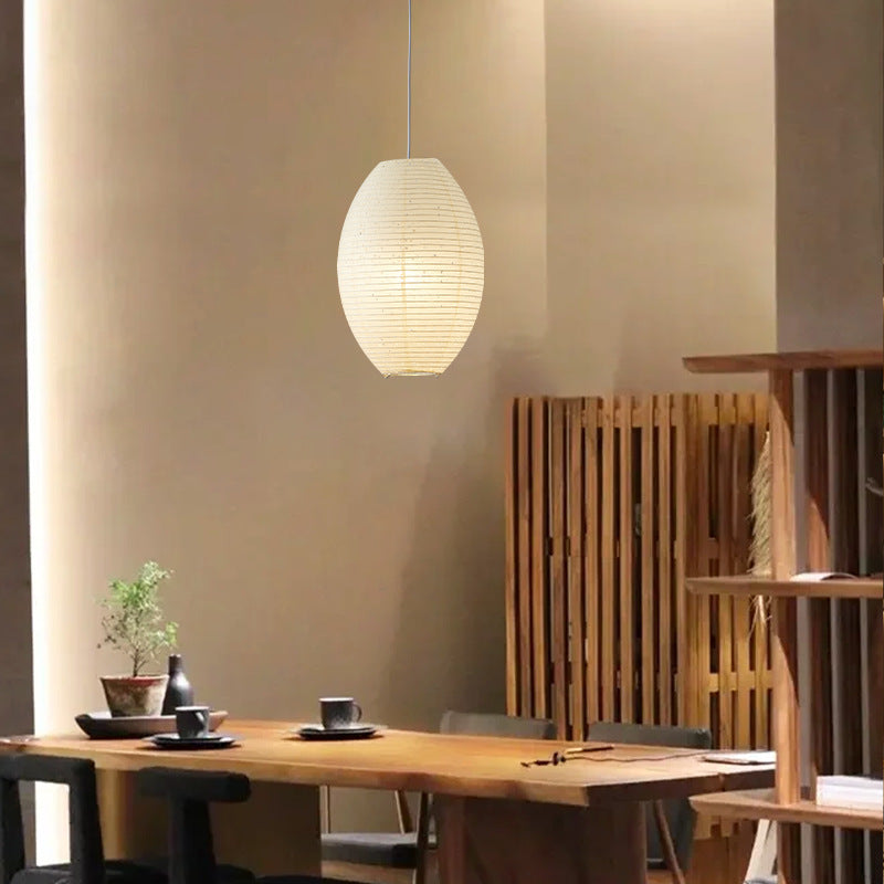 Traditionelle japanische elliptische Pendelleuchte aus Eisenpapier mit 1 Licht für Esszimmer 