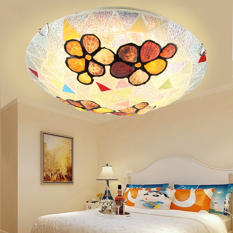 Mediterranean Pastoral Creative Shell Design 2/3/4-Light Flush Mount Ceiling Light