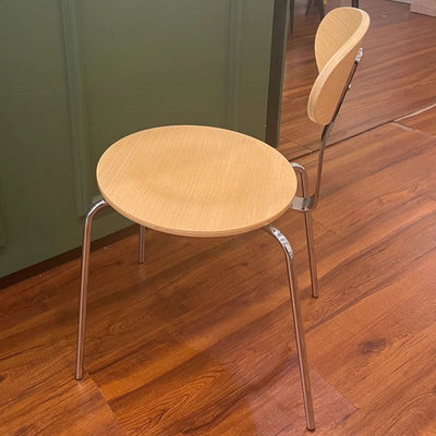 Chaise de salle à manger contemporaine en bois nordique en acier inoxydable avec dossier rond pour salle à manger 