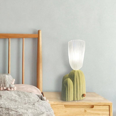 Zeitgenössische kreative Kaktus Harz Glas 1-Licht Tischlampe für Wohnzimmer 