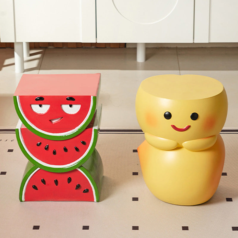 Mesa de café de resina con diseño contemporáneo de sandía amarilla y durazno para sala de estar 
