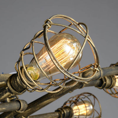 Industrial Vintage Water Pipe Round Iron 4/6/8 Light Flush Mount Ceiling Light