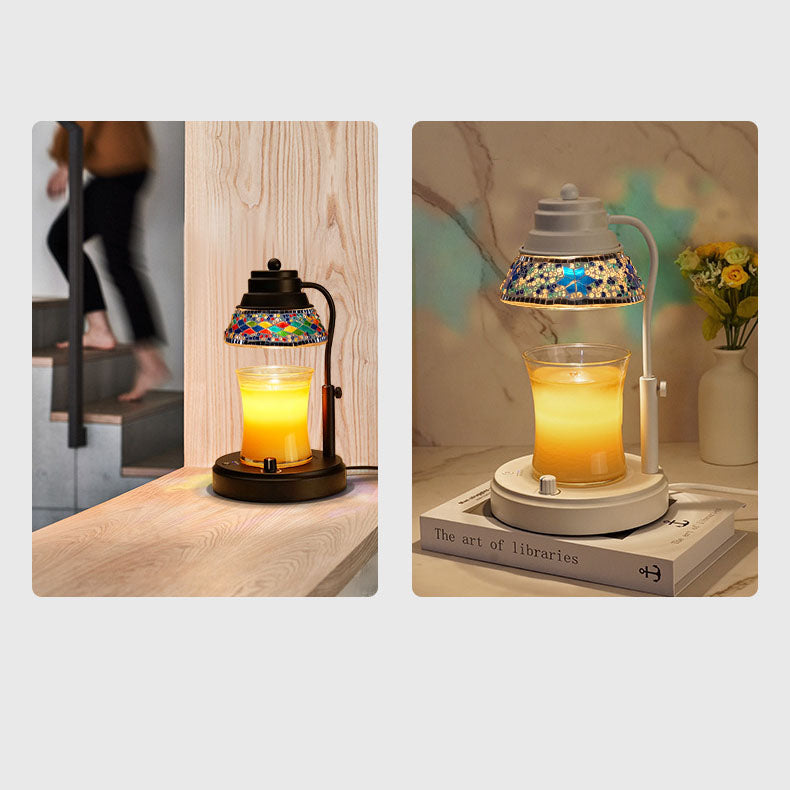 Lampe de table en cire fondante à aromathérapie 1 lumière en cristal plastique fer cylindre disque scandinave contemporain pour chambre à coucher 
