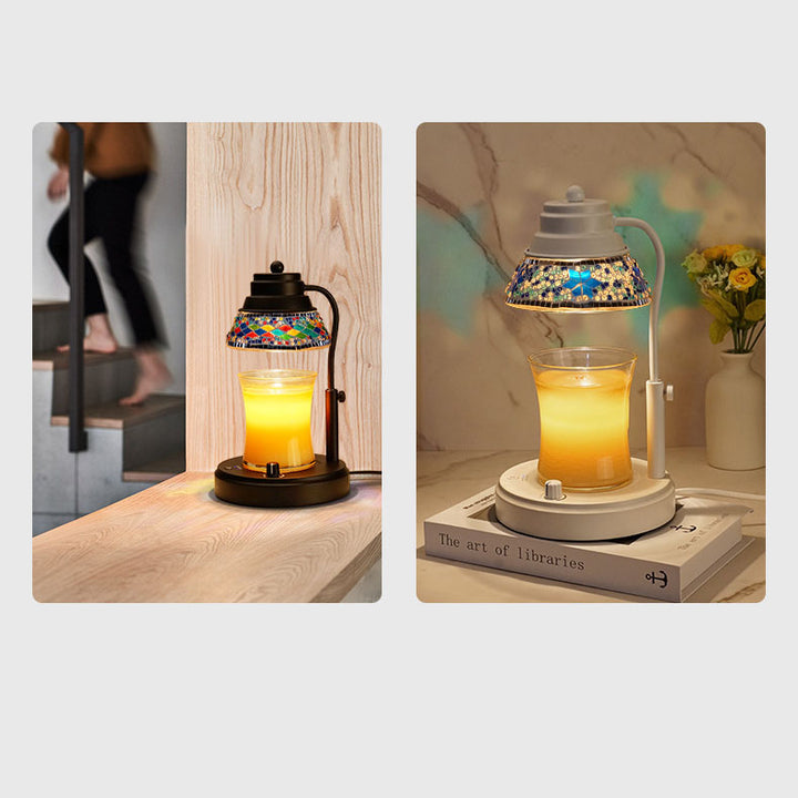 Lampe de table en cire fondante à aromathérapie 1 lumière en cristal plastique fer cylindre disque scandinave contemporain pour chambre à coucher 