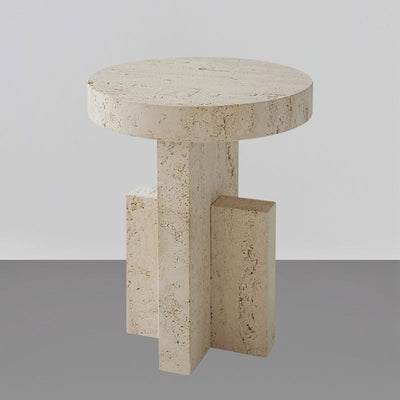 Table d'appoint en marbre à base croisée rectangulaire ronde nordique contemporaine pour salon 