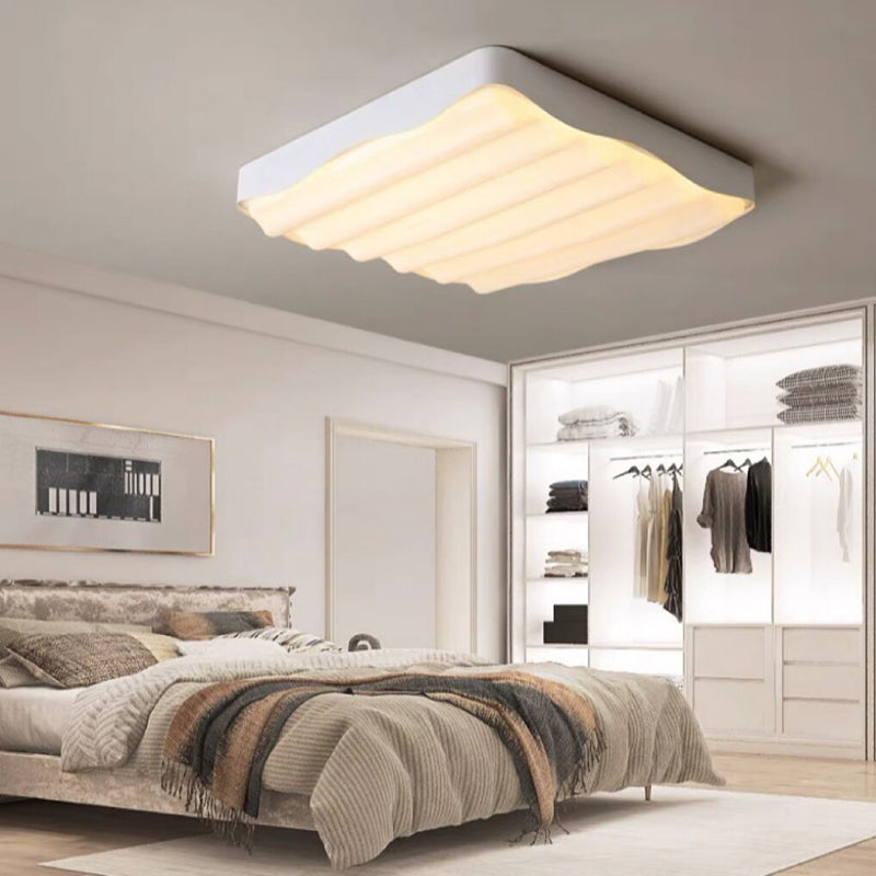 ضوء سقف LED مثبت على السطح من الأكريليك والحديد بتصميم مربع هندسي ونسيج تموج الماء الحديث البسيط لغرفة النوم 