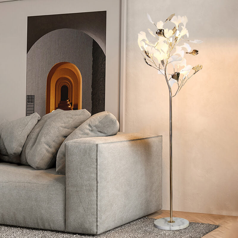 Nordic Romantic Ginkgo Leaf Decorative Iron 5-Light Standing Floor Lamp