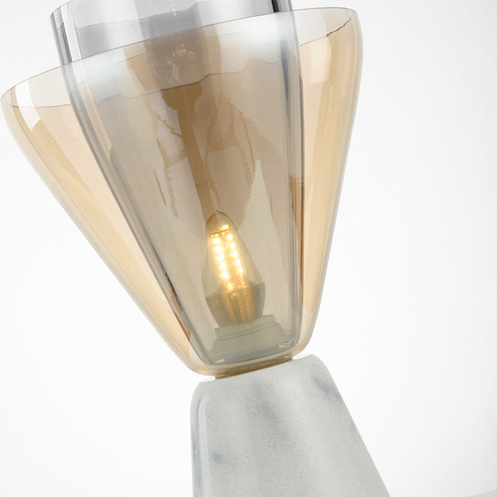 Lampe de table contemporaine scandinave en verre marbre à entonnoir conique 1 lumière pour chambre 