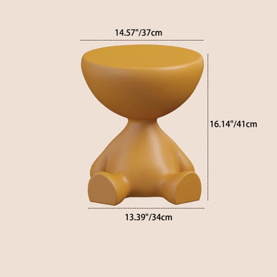 Table d'appoint ronde scandinave contemporaine avec base en PE et ours cartoon pour salon 