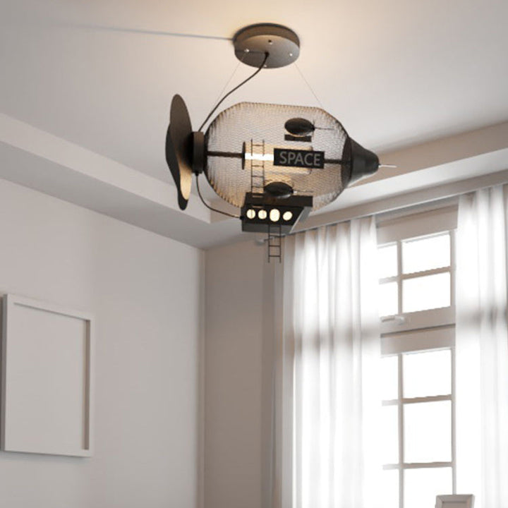 Moderne Art Deco Eisen Glas PVC Raumschiff LED Pendelleuchte für Schlafzimmer