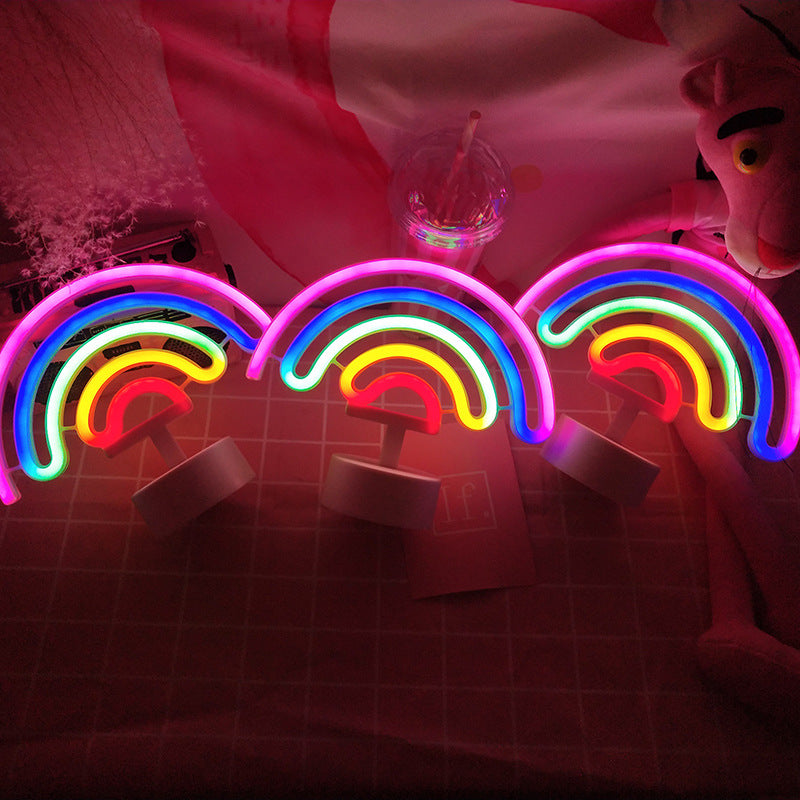 Lampe de table LED en acrylique plastique licorne arc-en-ciel créative contemporaine pour chambre 