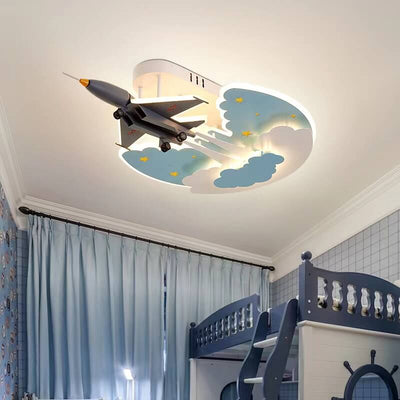 Lumière de plafond LED encastrée en acrylique réglable pour enfants créatifs avec avion de dessin animé 