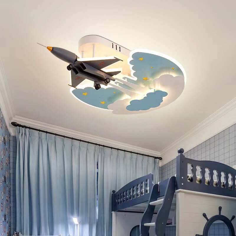 Lumière de plafond LED encastrée en acrylique réglable pour enfants créatifs avec avion de dessin animé 
