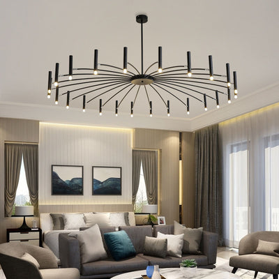 Contemporary Scandinavian Round Radioactive Iron Aluminum 12/24 Light Chandelier For Living Room